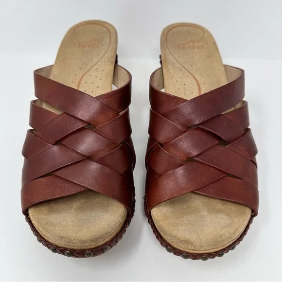 Dansko Tory Woven Leather Sandals Brown Size 38, US 7.5-8 - Picture 3 of 10
